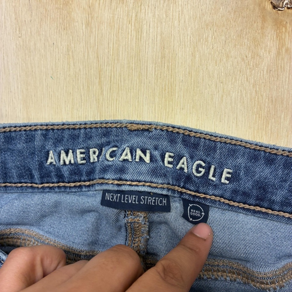 American Eagle Outfitters Next Level Stretch Flare Jeans Womens 8 Distressed - Picture 2 of 11